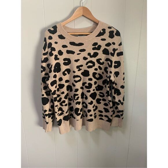 Daily Ritual Ultra Soft Jacquard Leopard Print Sweater XL - Picture 2 of 5
